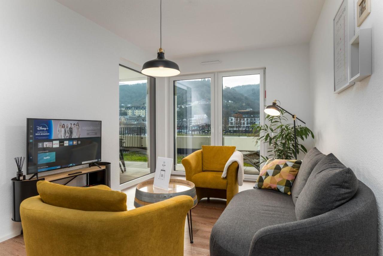 Vivamosel: Appartement Mit Mosel & Burgblick - Balkon - Parken - Aufzug - Fahrradraum كوتشيم المظهر الخارجي الصورة